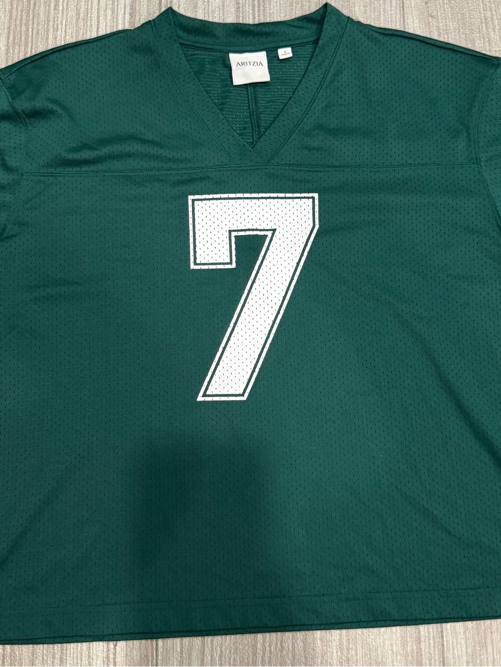 Aritzia womens Forest Green Mesh Jersey with White Number 7